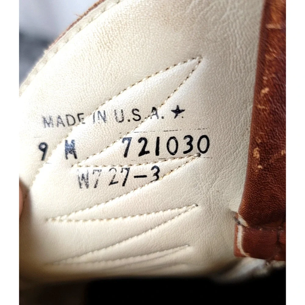 Vintage Dexter Tan Leather Cowboy Western Boots Men’s 9
